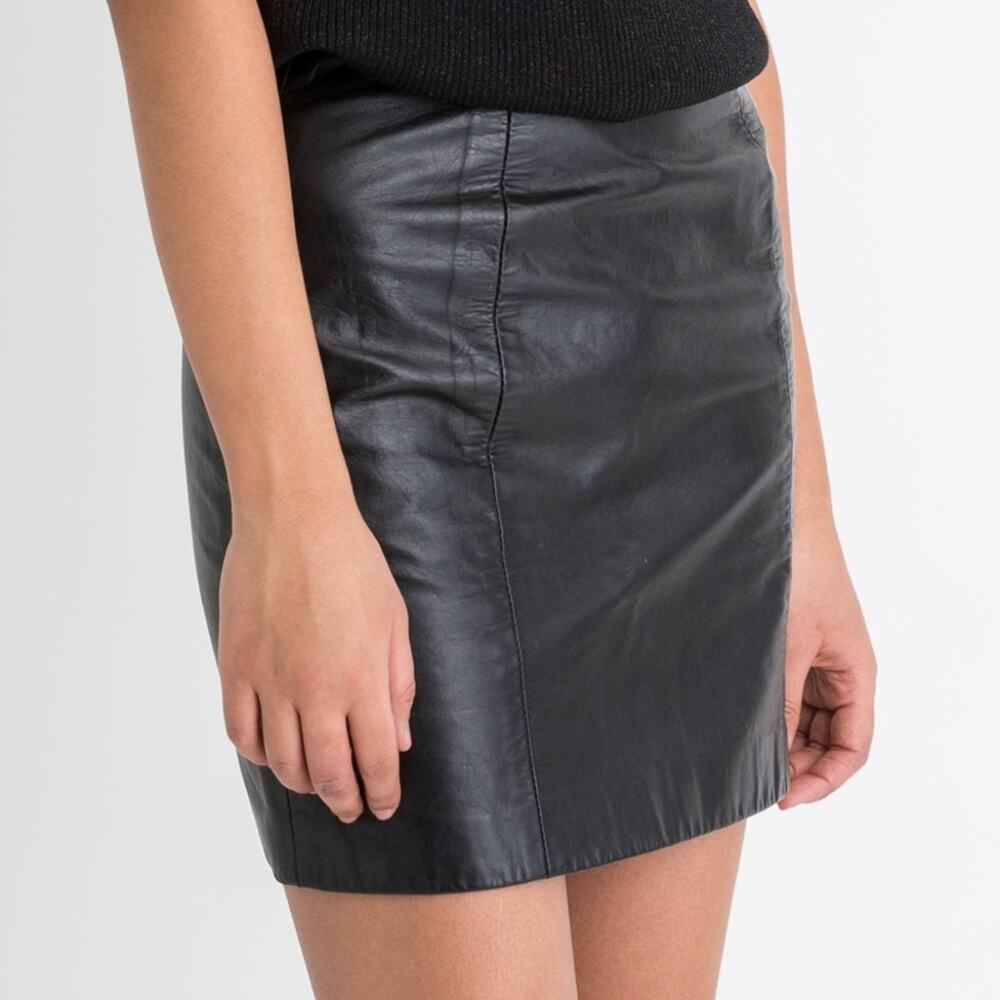 Vintage 80s Byrnes & Baker Black Leather Skirt